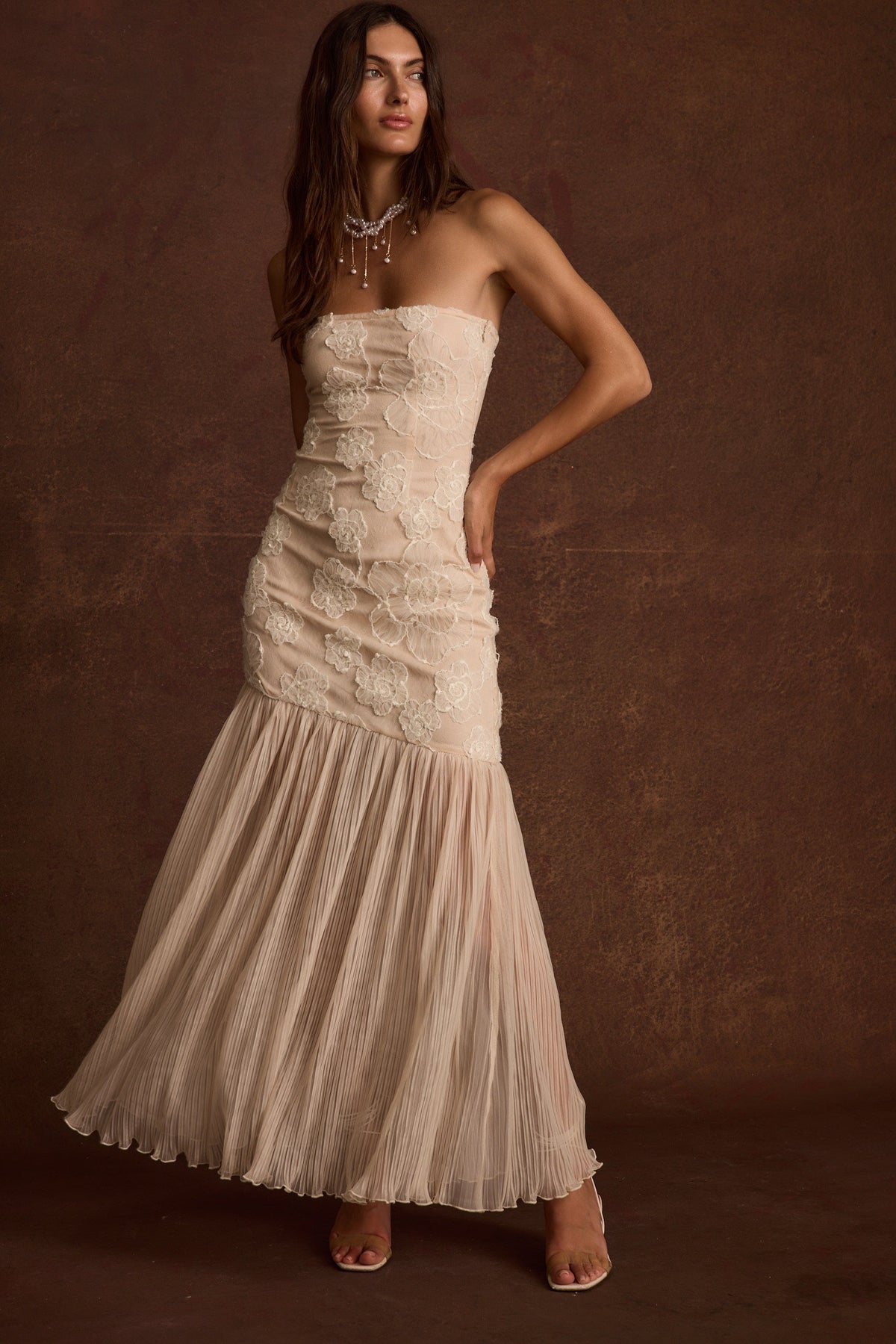 Daylight Blush Embroidered Maxi Dress