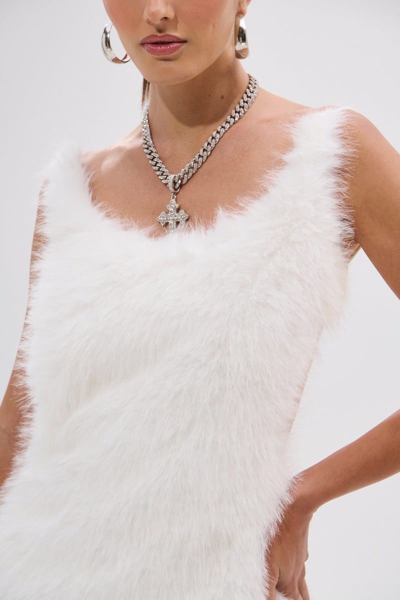 Kelyn Fur Mini Dress