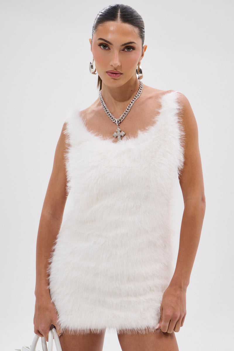 Kelyn Fur Mini Dress