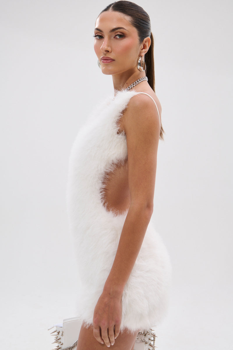 Kelyn Fur Mini Dress