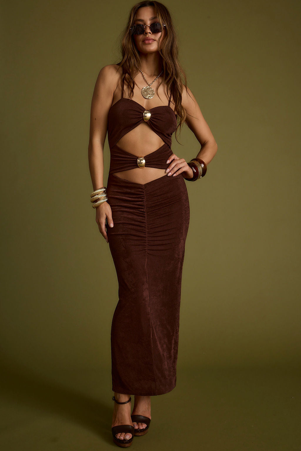 Elena Brown Slinky Dress