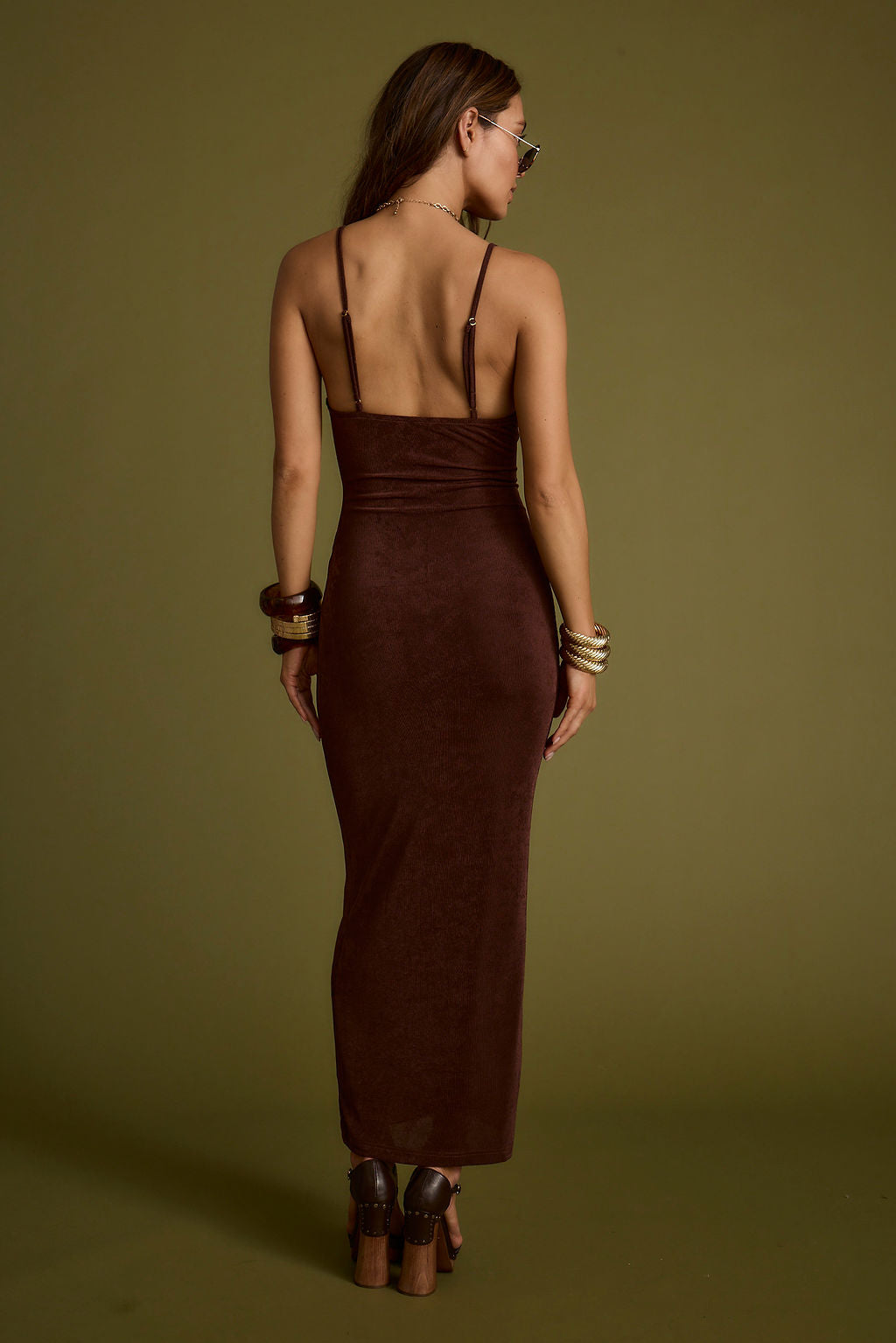 Elena Brown Slinky Dress