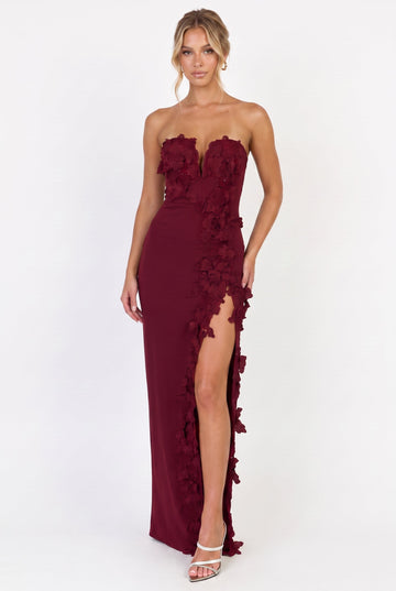 Éloise Floral Appliqué Column Maxi Dress
