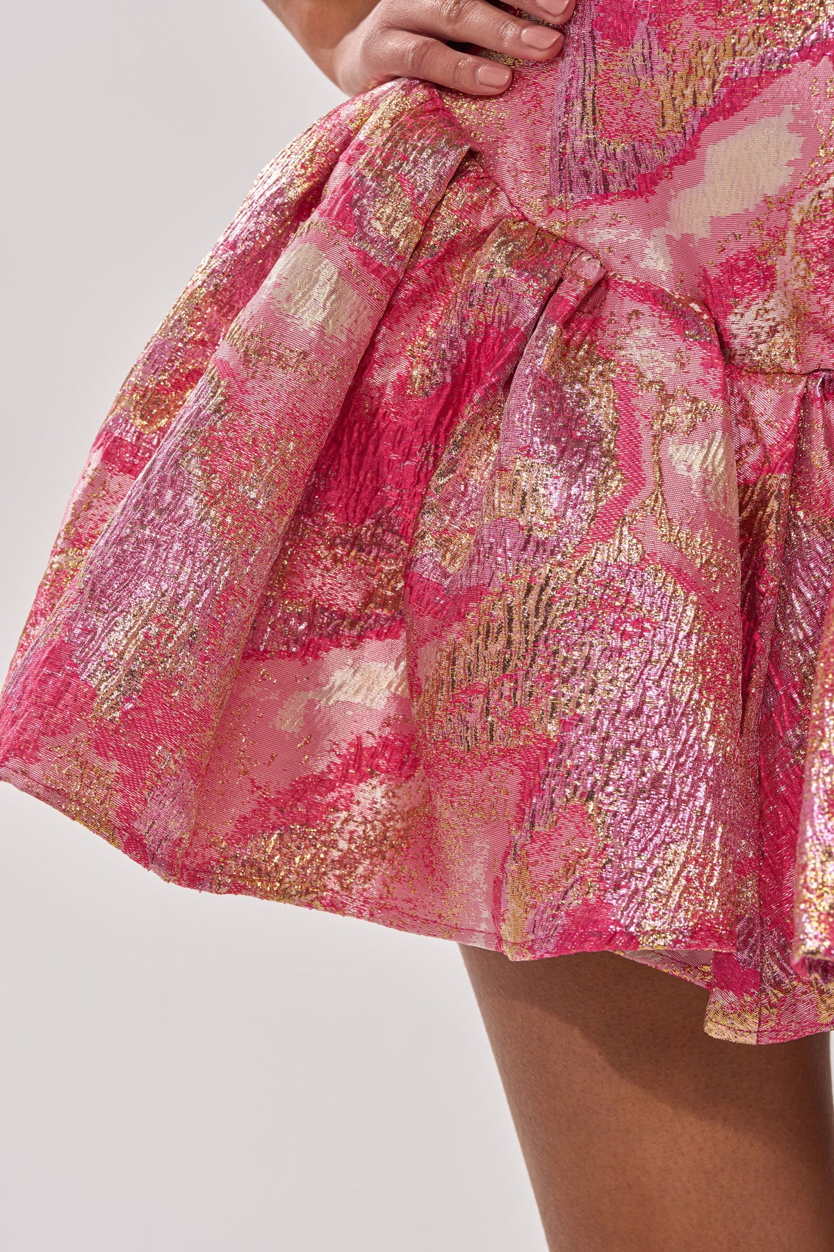 Pretty In Pink Brocade Mini Dress In Pink Multi