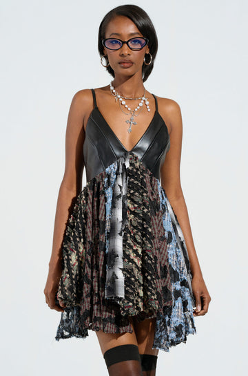 Take Me Away Distressed Plaid Mini Dress