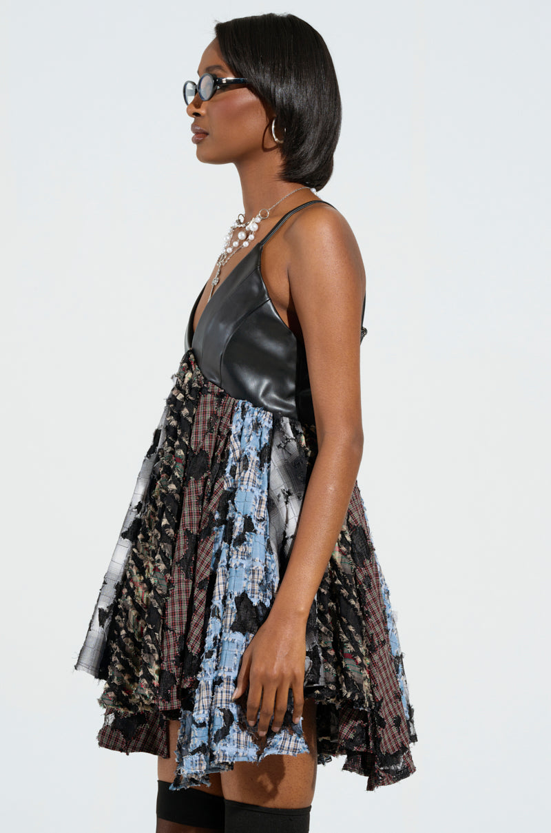 Take Me Away Distressed Plaid Mini Dress