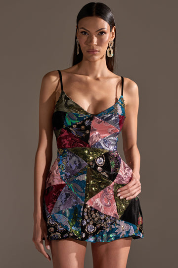 Mixed Emotions Brocade Mini Dress