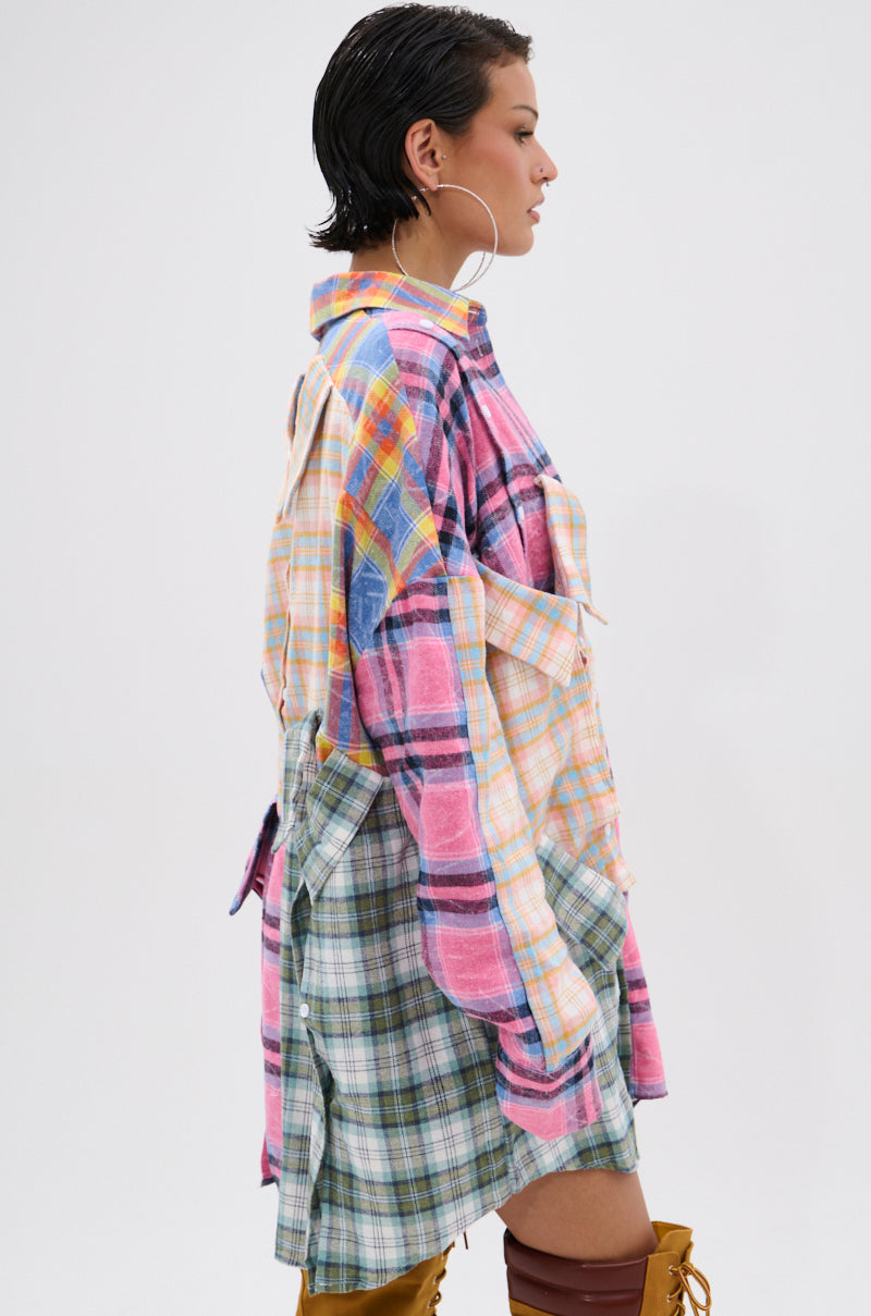 Wild Child Plaid Shirt Dress