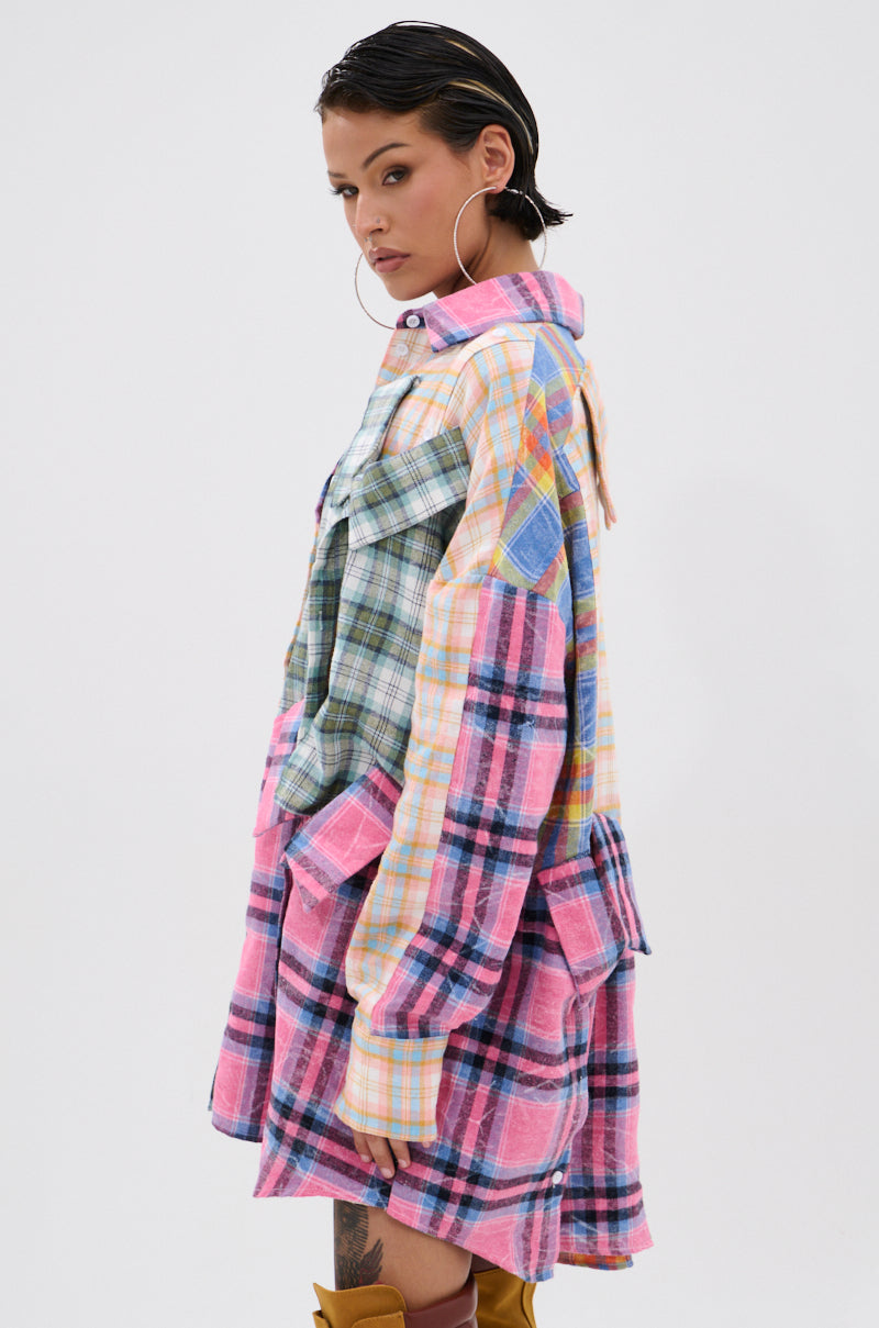 Wild Child Plaid Shirt Dress