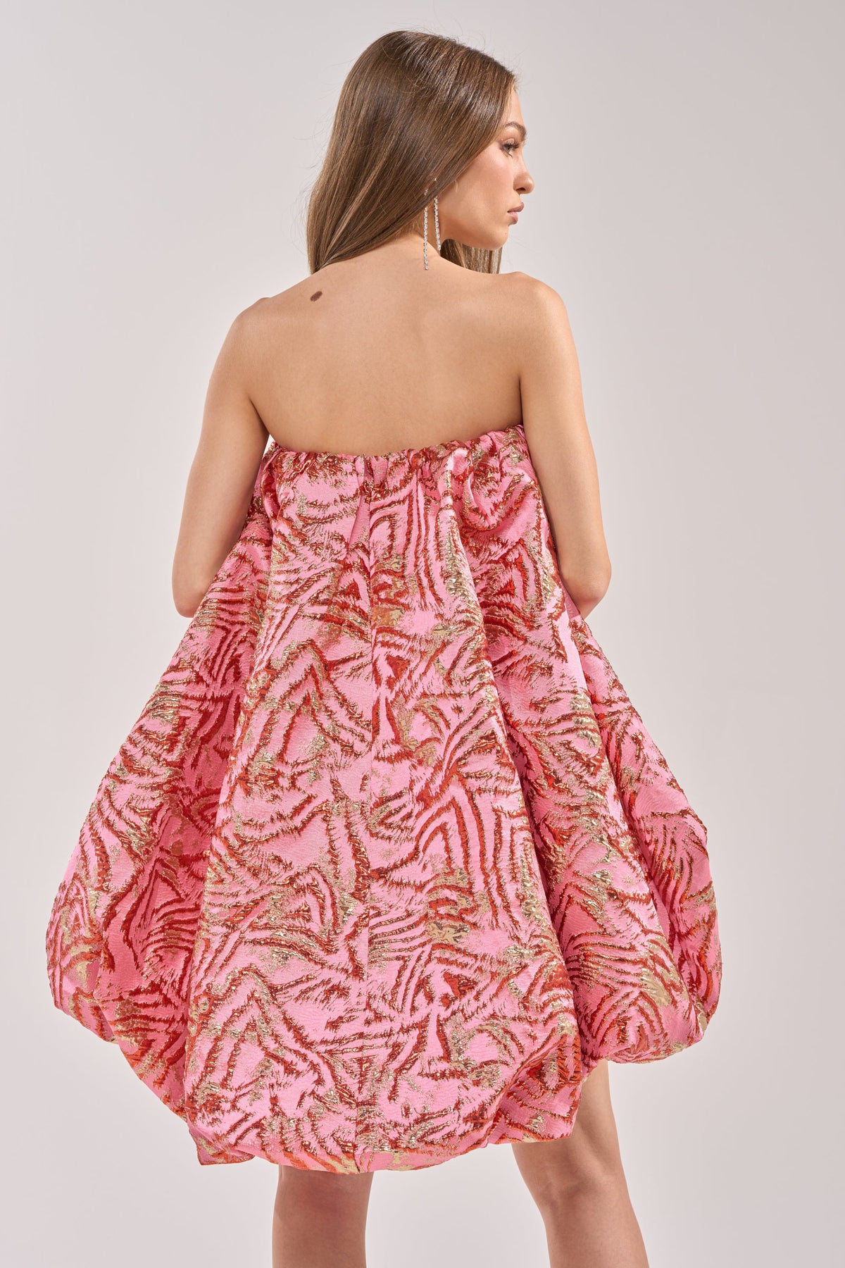 Lover Girl Brocade Bubble Dress In Pink