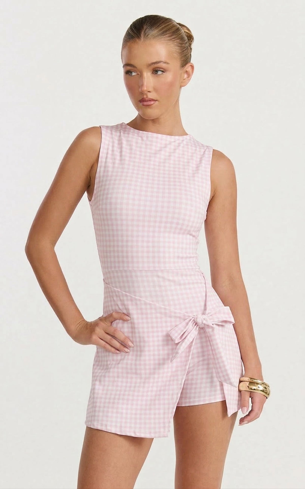 Gingham Charm Wrap Mini Dress