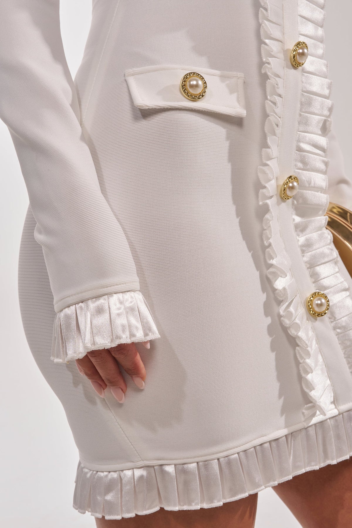 Sakura Bandage Ruffle Mini Dress In White