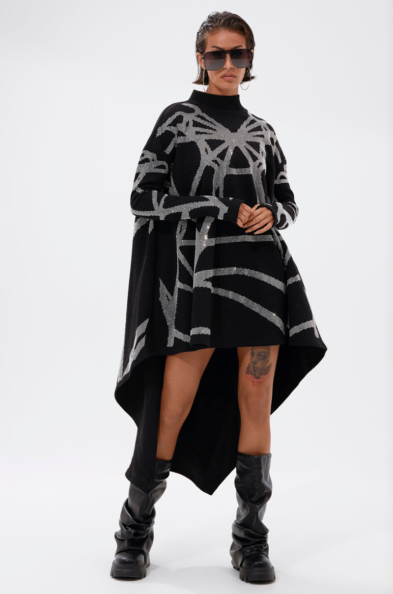 Lanie Printed Rhinestone Sweater Dress