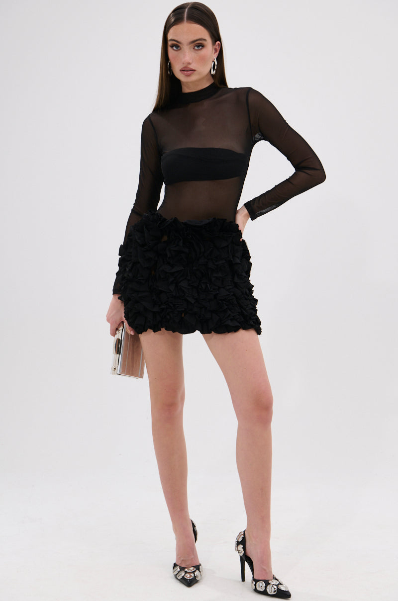 Kelyn Mesh Mini Dress In Black