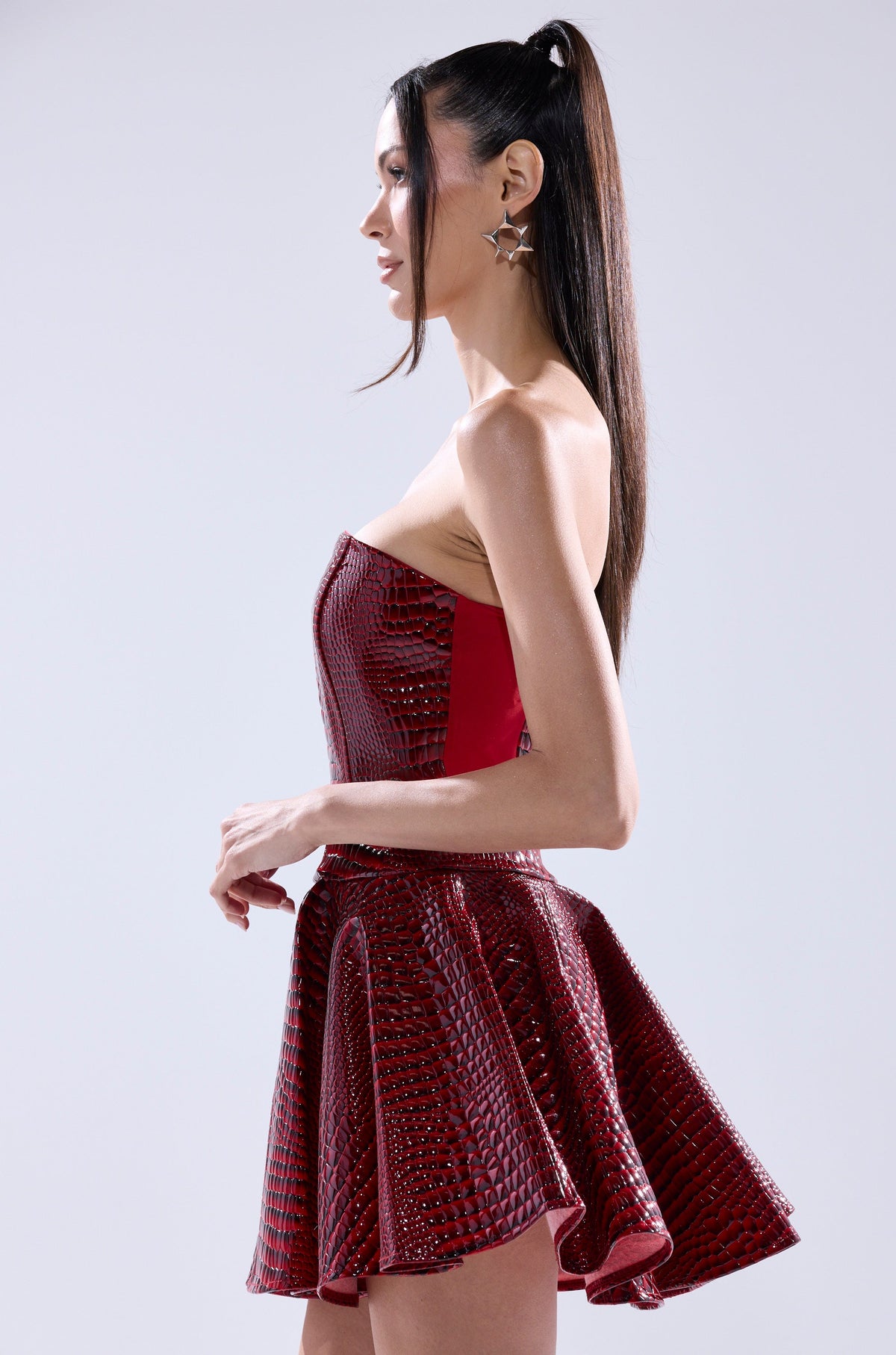 Val Pu Mini Dress In Croc Print