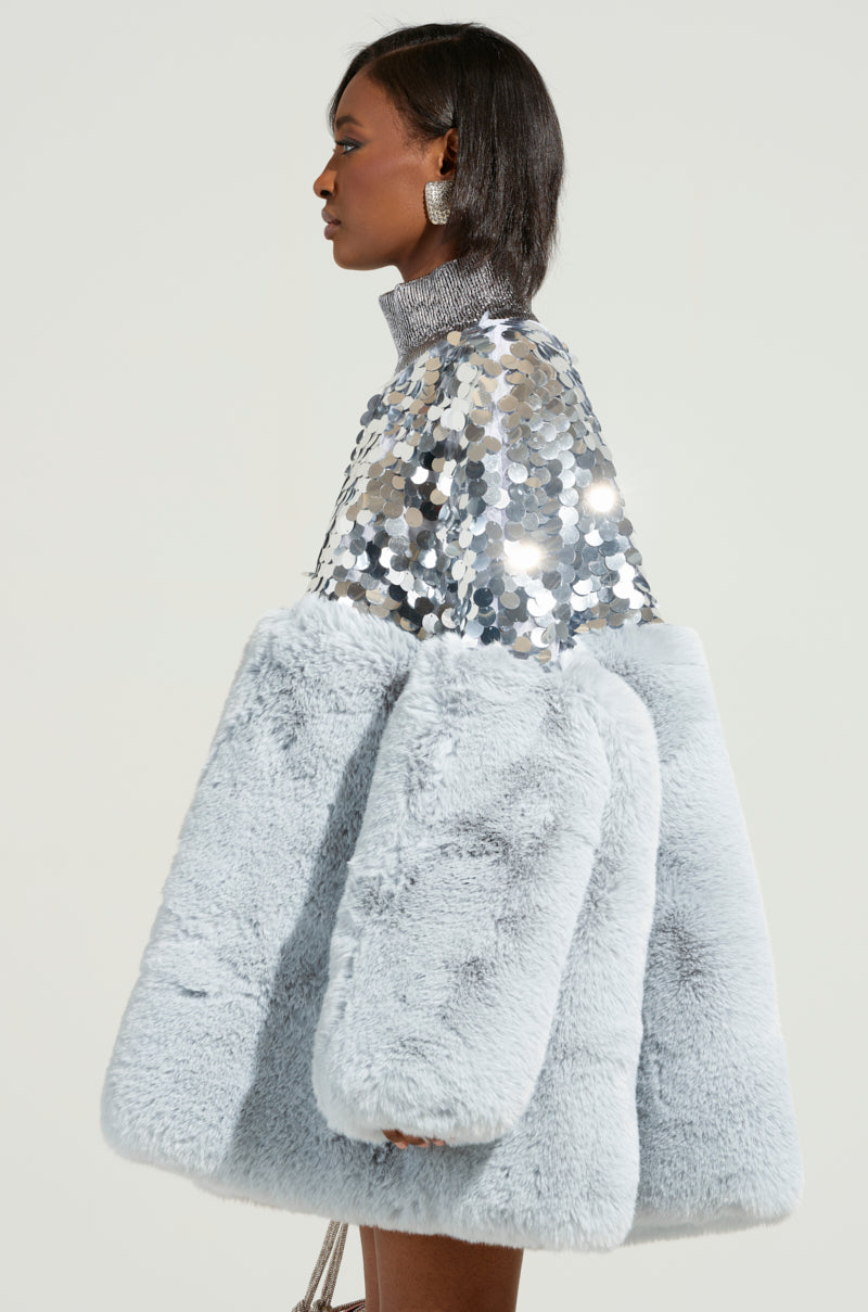 Cressida Sequin Faux Fur Mini Dress