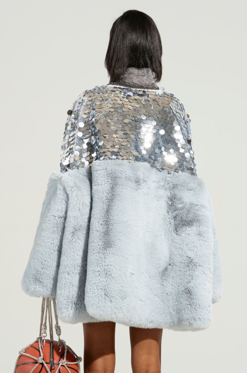 Cressida Sequin Faux Fur Mini Dress