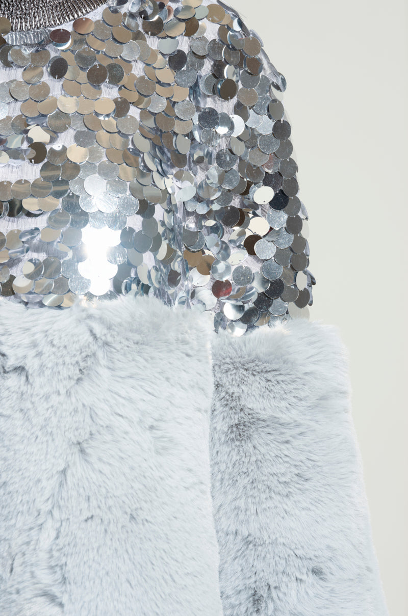 Cressida Sequin Faux Fur Mini Dress