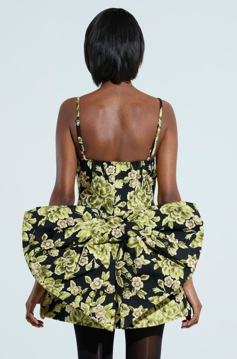 Business In The Back Brocade Mini Dress With Bow