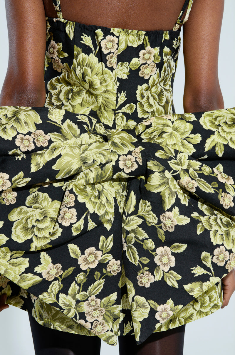 Business In The Back Brocade Mini Dress With Bow