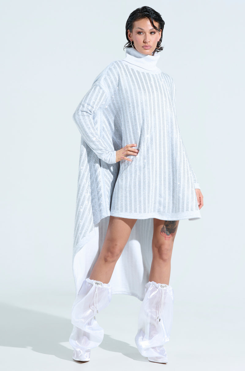 Imagine Embellished Sweatshirt Mini Dress In Grey