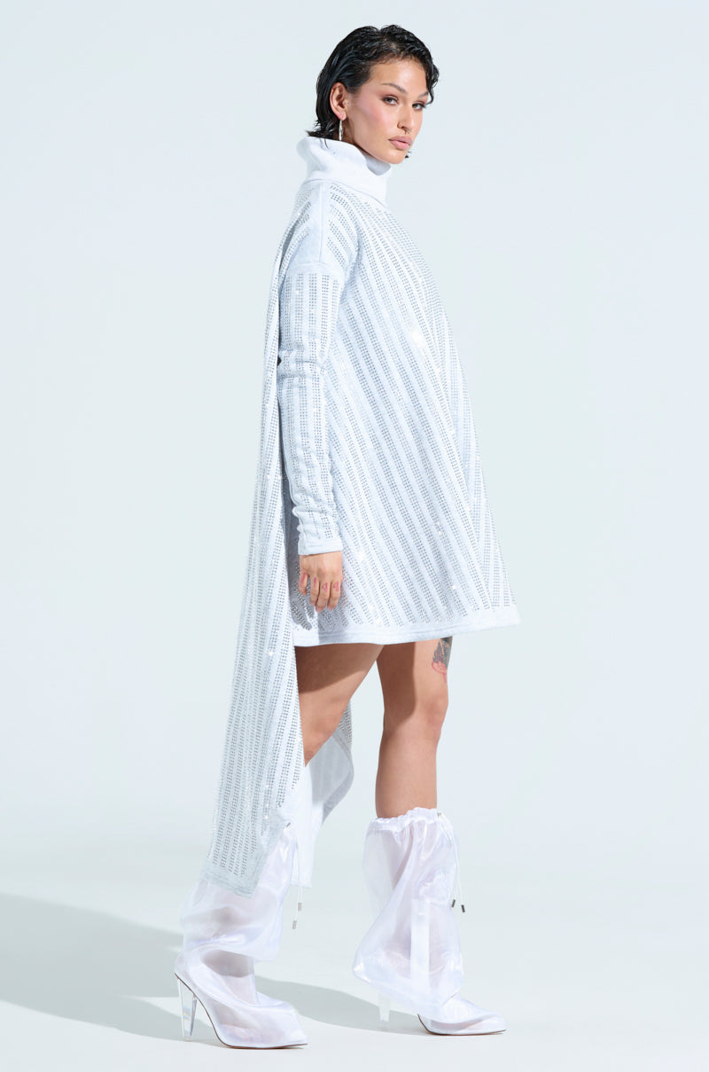 Imagine Embellished Sweatshirt Mini Dress In Grey