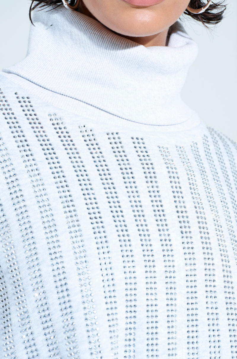 Imagine Embellished Sweatshirt Mini Dress In Grey