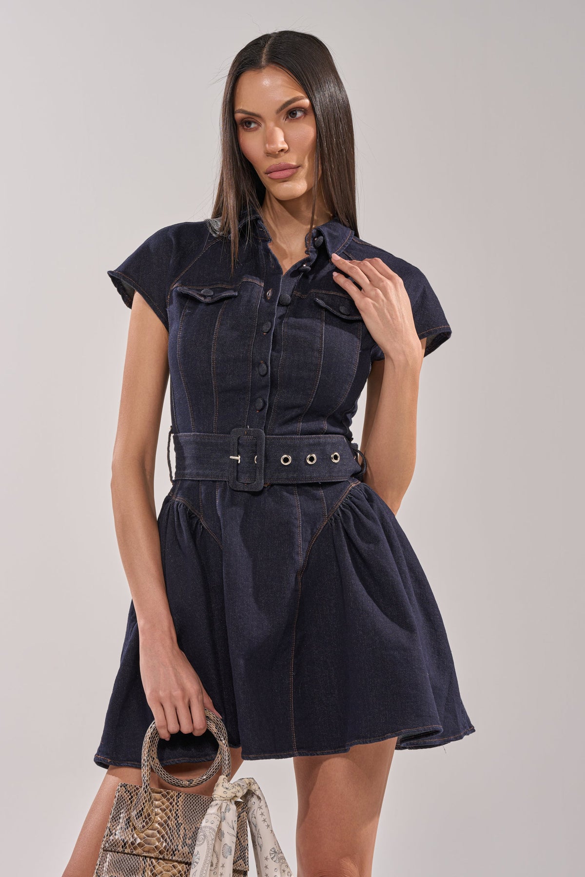 Sadie Button Up Denim Mini Dress