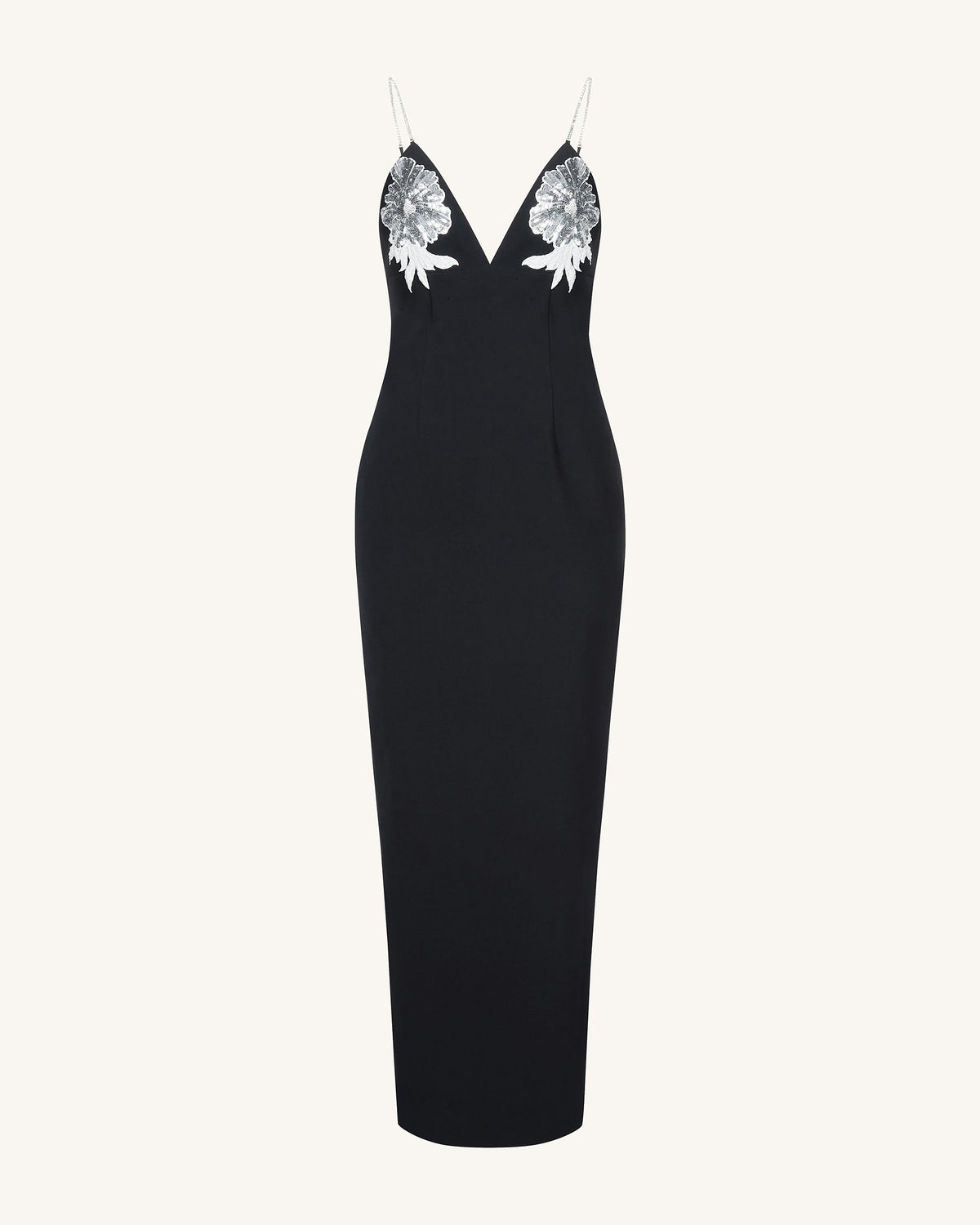 Ayliua Sweetheart-Neckline Rhinestones Embellished Black Long Dress - Black