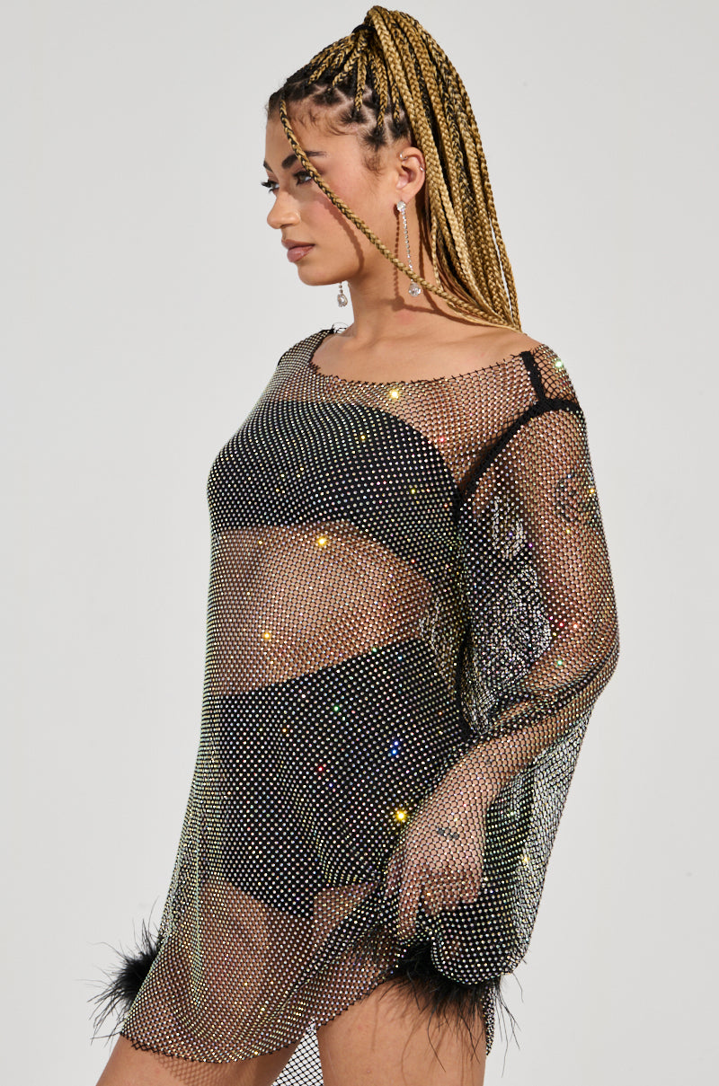 Tell Me A Secret Sparkle Mini Dress In Black
