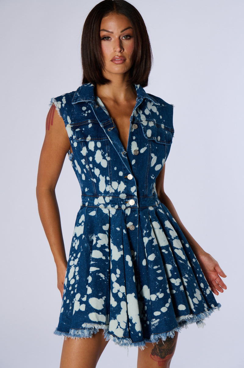 Don'T Ask Acid Wash Denim Mini Dress