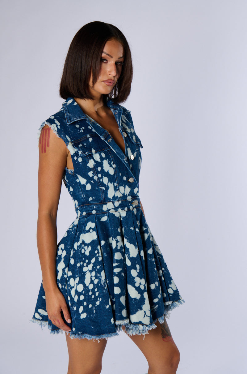 Don'T Ask Acid Wash Denim Mini Dress