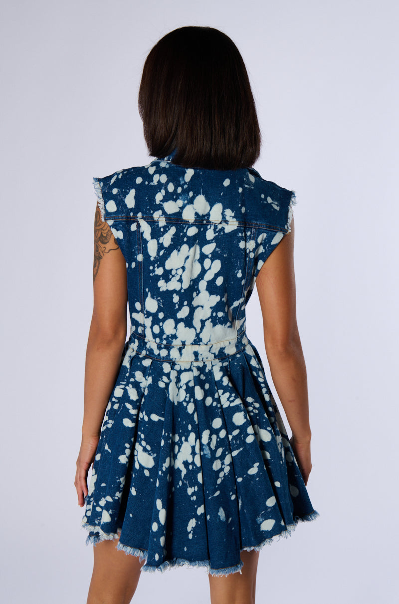 Don'T Ask Acid Wash Denim Mini Dress