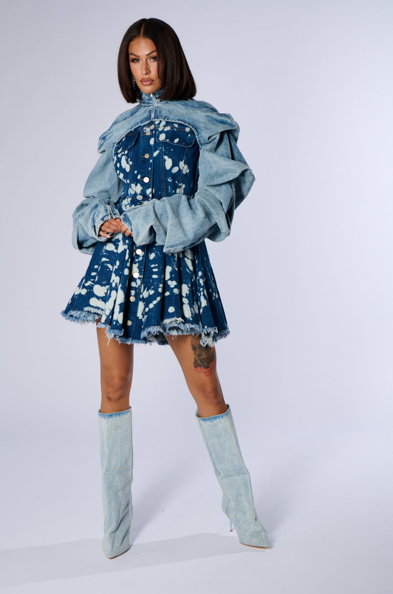 Don'T Ask Acid Wash Denim Mini Dress