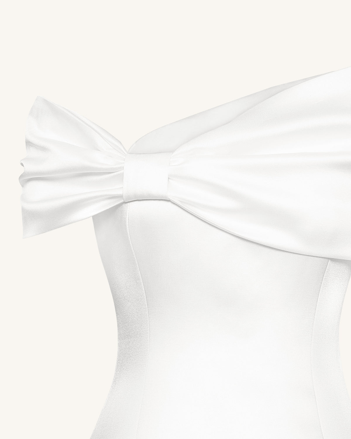 Satin Asymmetric Bow Mini Dress - White