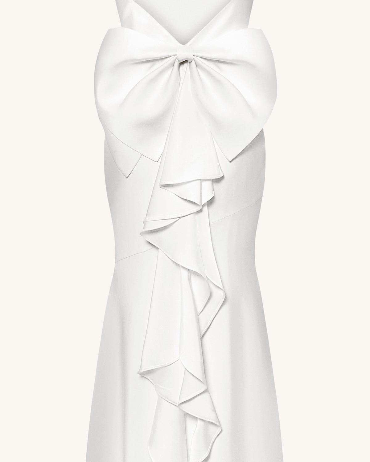 Satin Cowl-Neck Bow-Back Maxi Dress - White