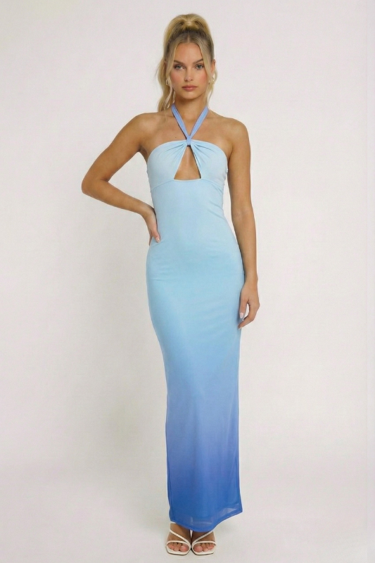 Malibu Ocean Halter Maxi Dress