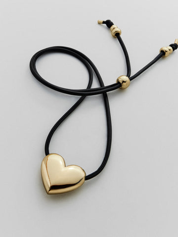 Millie Bubble Heart Cord Necklace - Gold