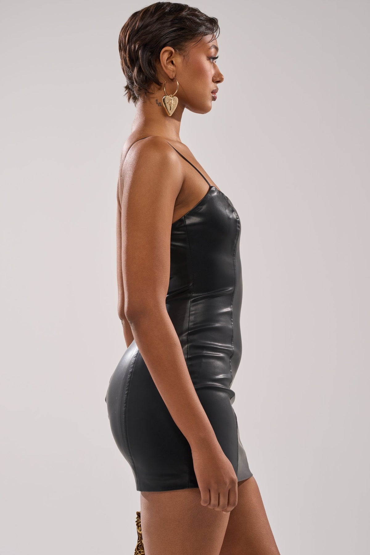 Picture Perfect Pu Mini Dress In Black