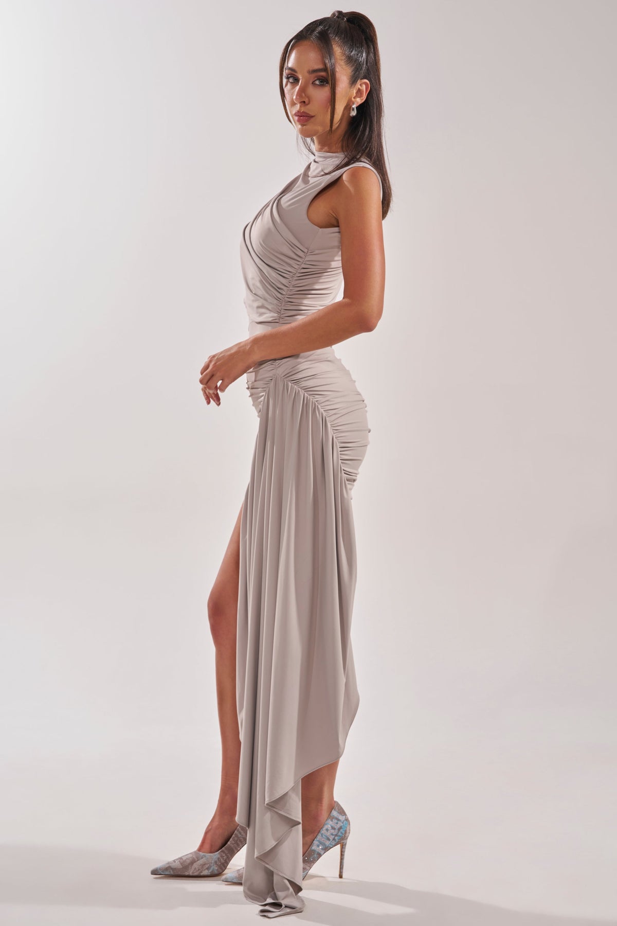 Wrap Me Up Mini Dress In Grey