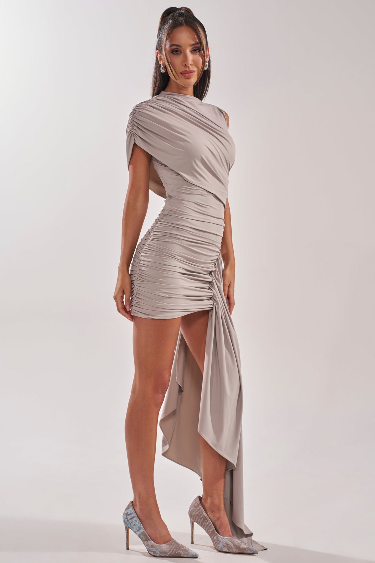 Wrap Me Up Mini Dress In Grey