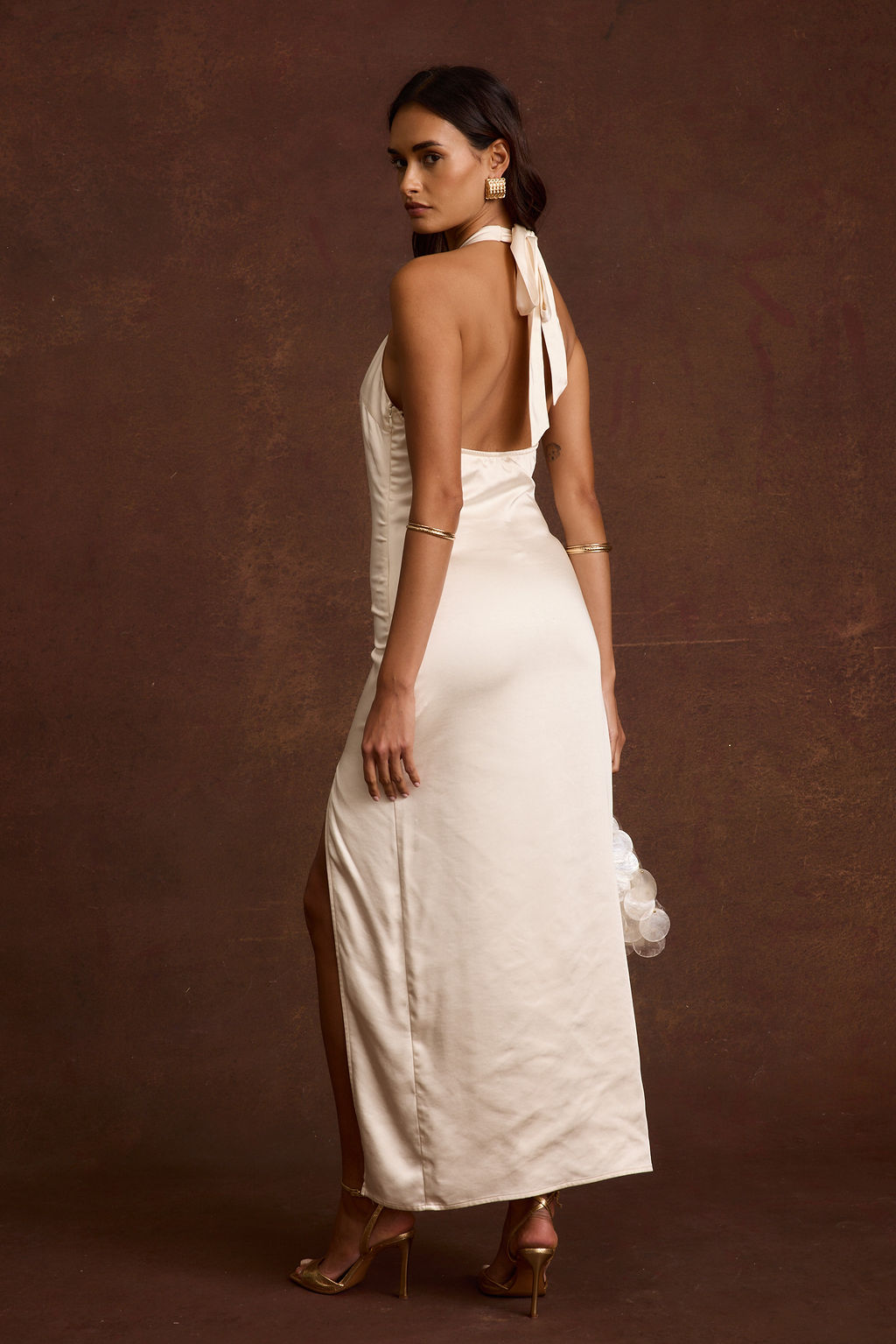Saltwater Ivory Satin Maxi Dress