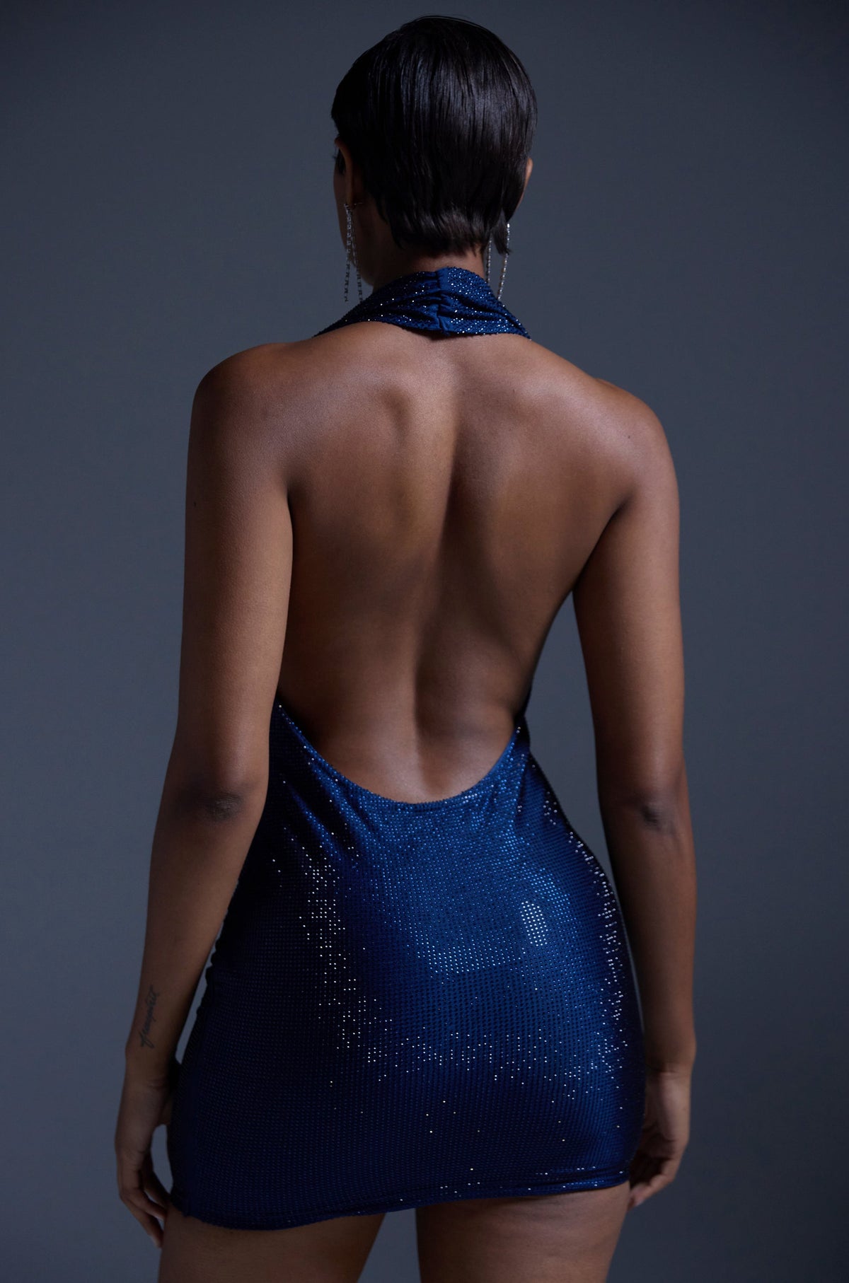 Heartbreaker Rhinestone Mini Dress In Navy