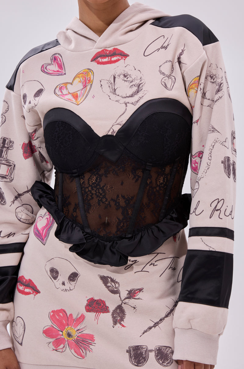 Snatch Me Up Corset Sweatshirt Dress