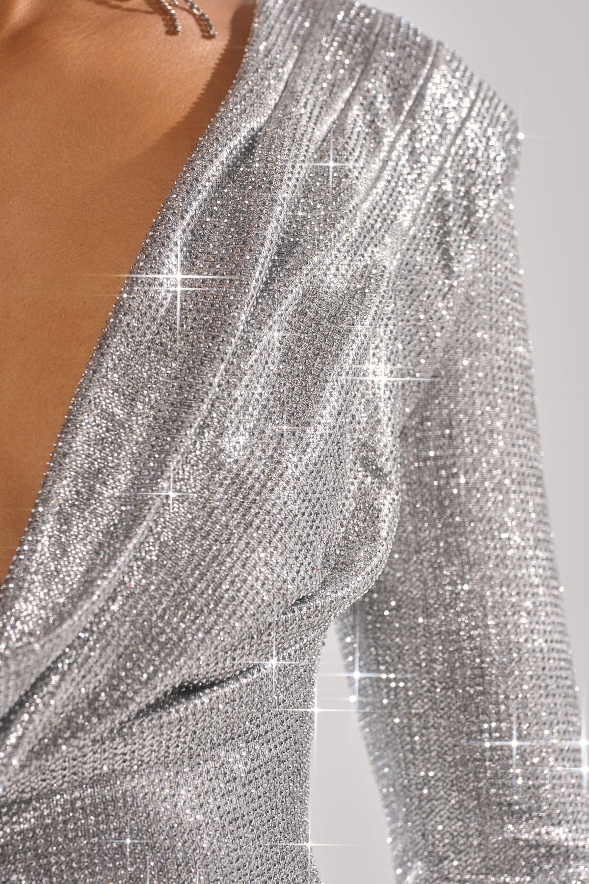 Too Hot To Handle Rhinestone Mini Dress In Silver