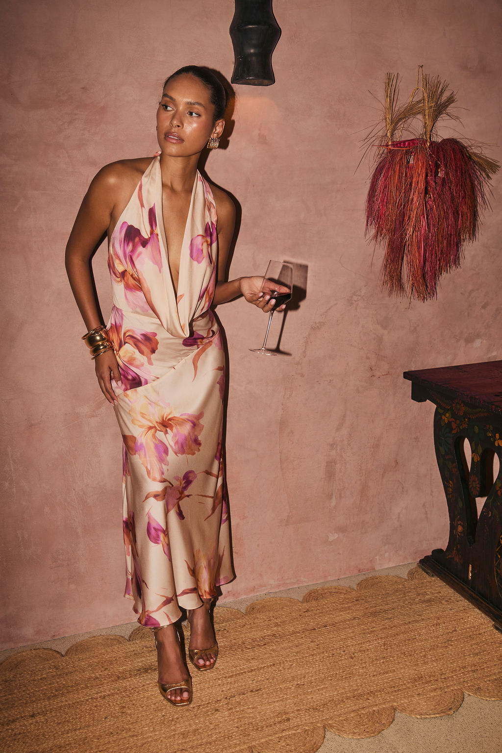 Valentina Light Pink Floral Maxi Dress