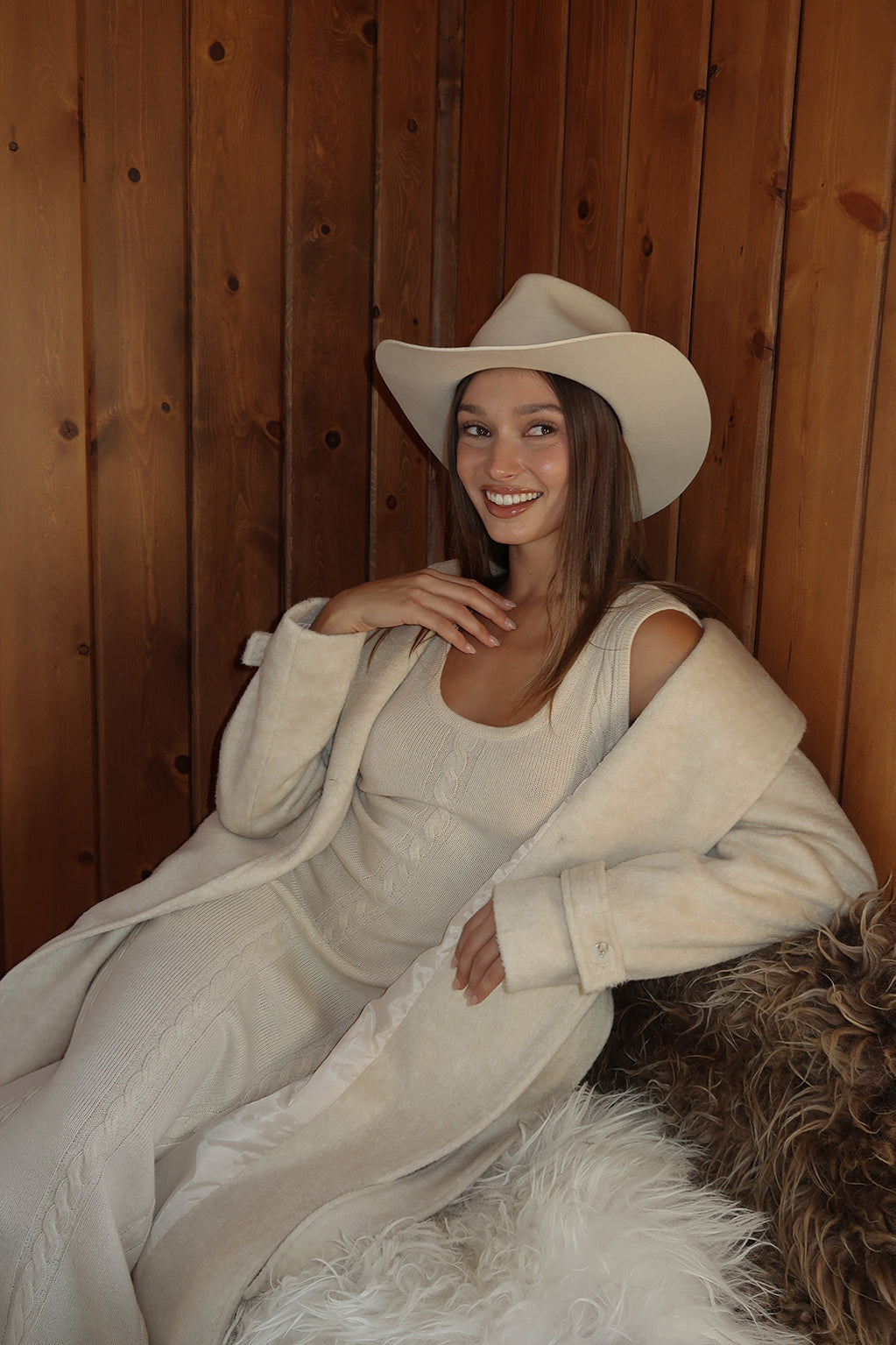 Rowan Cream Cable Knit Maxi Dress