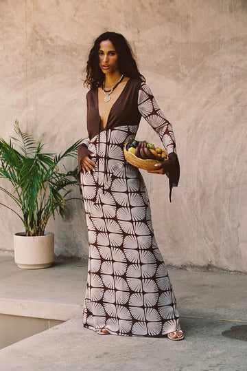 Thea Block Print Maxi Dress