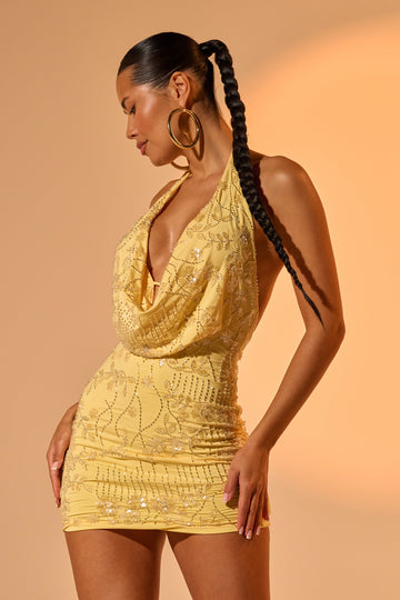 Baby Doll Mini Dress In Yellow