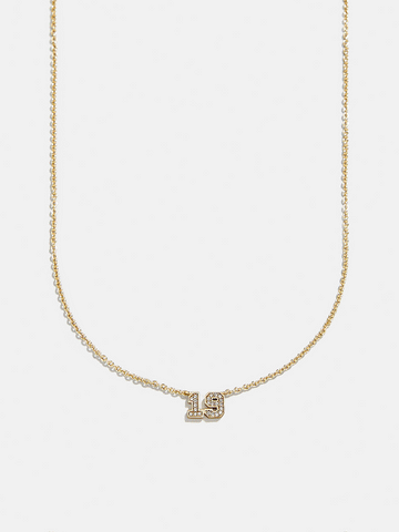 Varsity Gold/Pavé Number Custom Necklace - One Gold Station